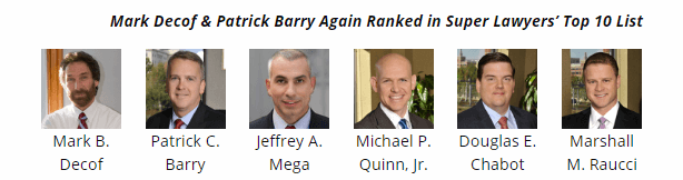 Decof Decof & Barry attorneys names to Super Lawyers Top 10 List